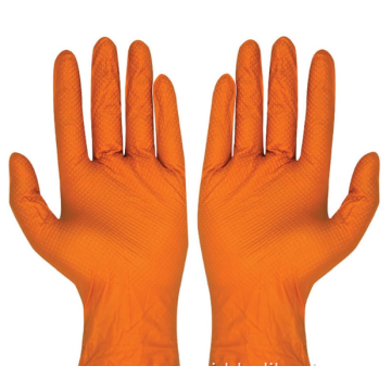 Sarung tangan pemeriksaan medis nitril oranye 9 inci